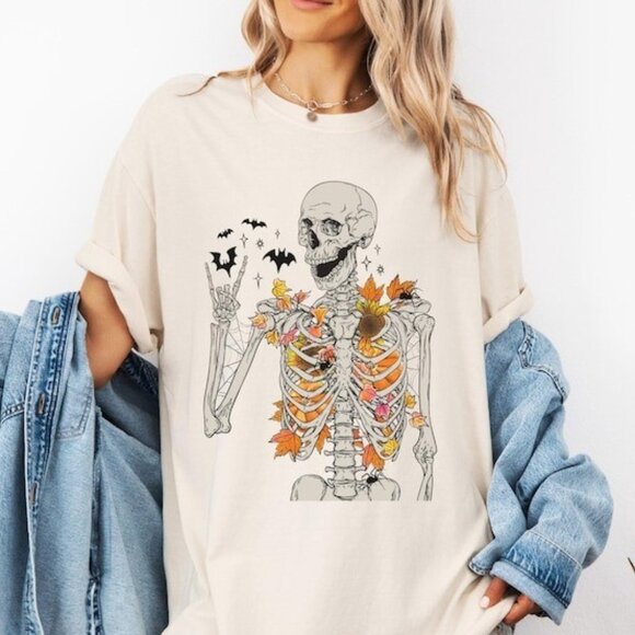 Unbranded Other - Skeleton Halloween Shirt, Retro Halloween Women's Shirt